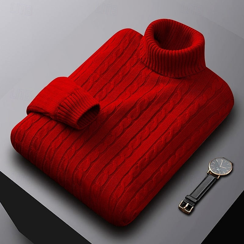 Helvano | Zopfstrick-Rollkragenpullover für Herren