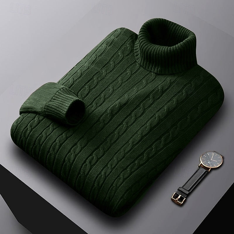 Helvano | Zopfstrick-Rollkragenpullover für Herren