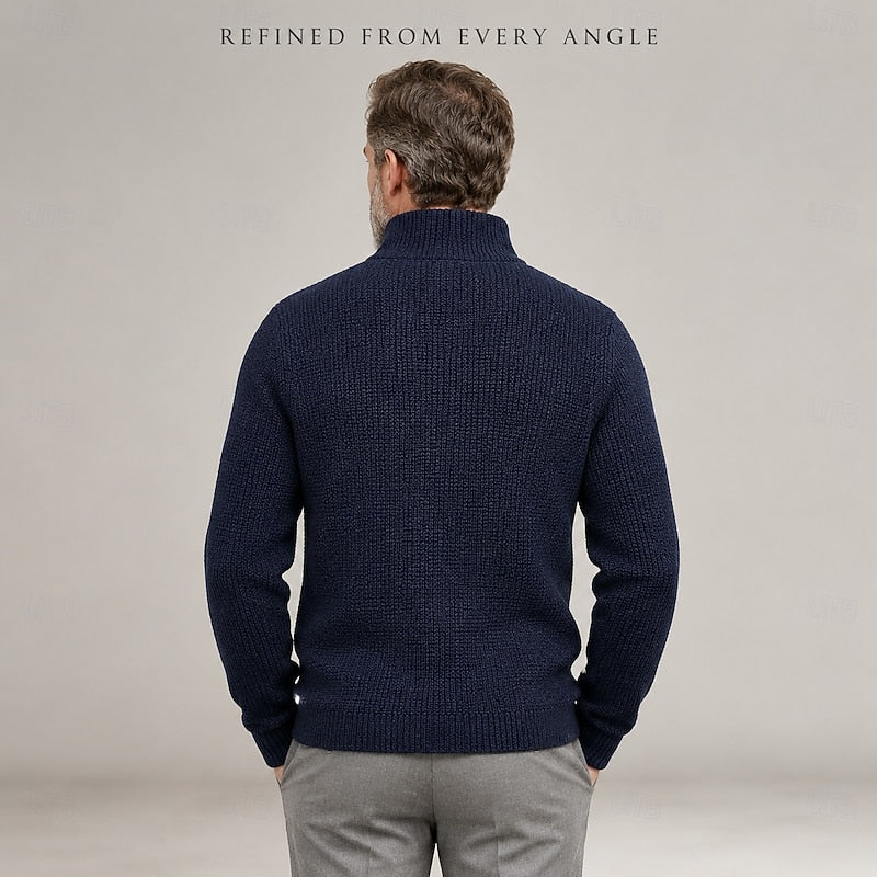 Helvano | Strukturierte Strickjacke mit Stehkragen für Herren