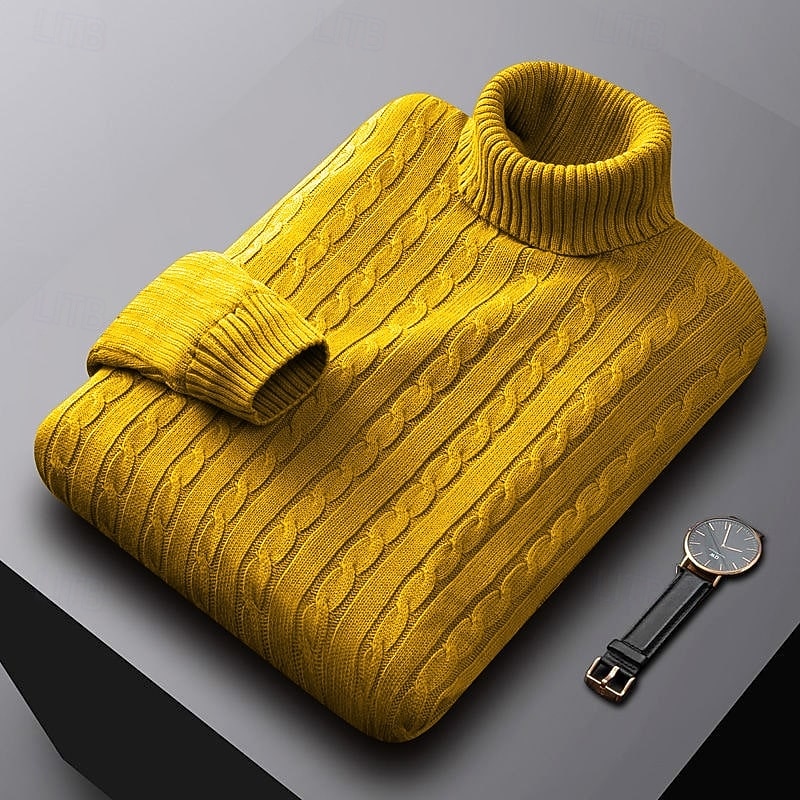 Helvano | Zopfstrick-Rollkragenpullover für Herren