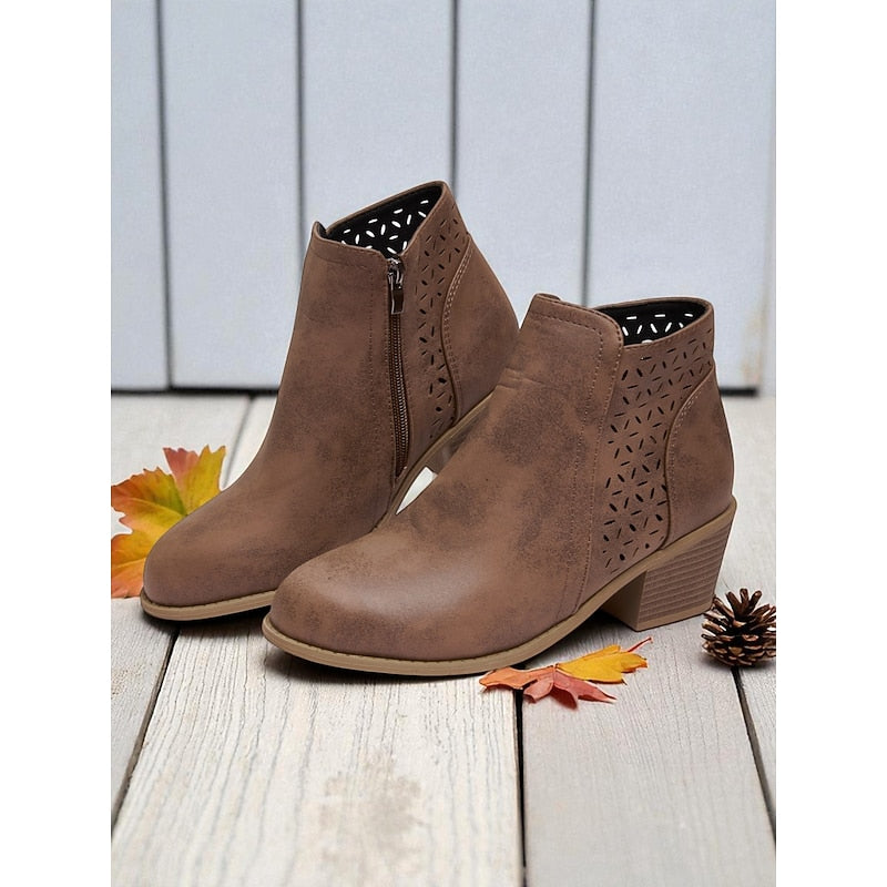 Helvano | Cut-out Stiefeletten mit niedrigem Absatz für Damen