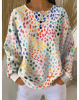 Helvano | Damen Print-Sweatshirt mit Knopfausschnitt