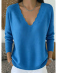 Helvano | Damen Pullover mit V-Ausschnitt und Bogenkante