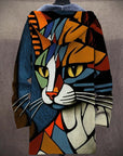 Helvano | Strickjacke mit Katzen-Muster und Plüsch