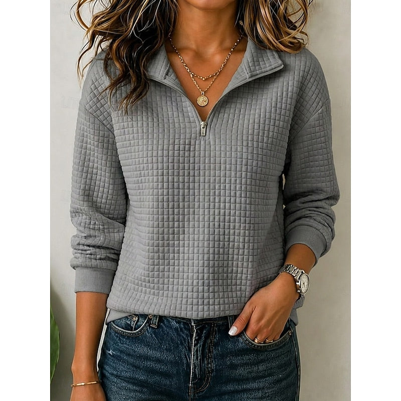 Helvano | Strukturierter Damen-Pullover mit Viertelzip