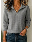 Helvano | Strukturierter Damen-Pullover mit Viertelzip