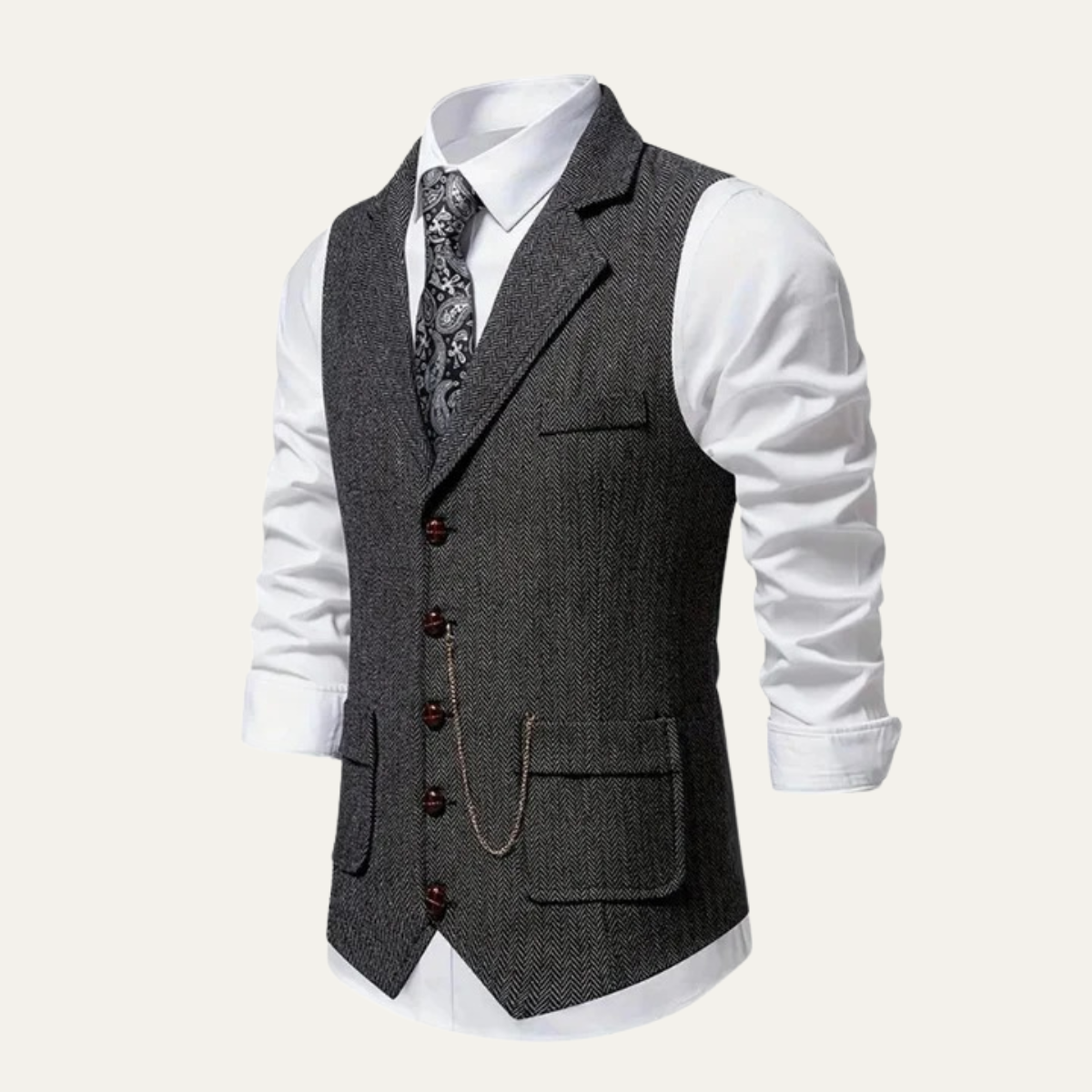 Helvano | Herren-Weste aus Tweed mit Fischgrätmuster