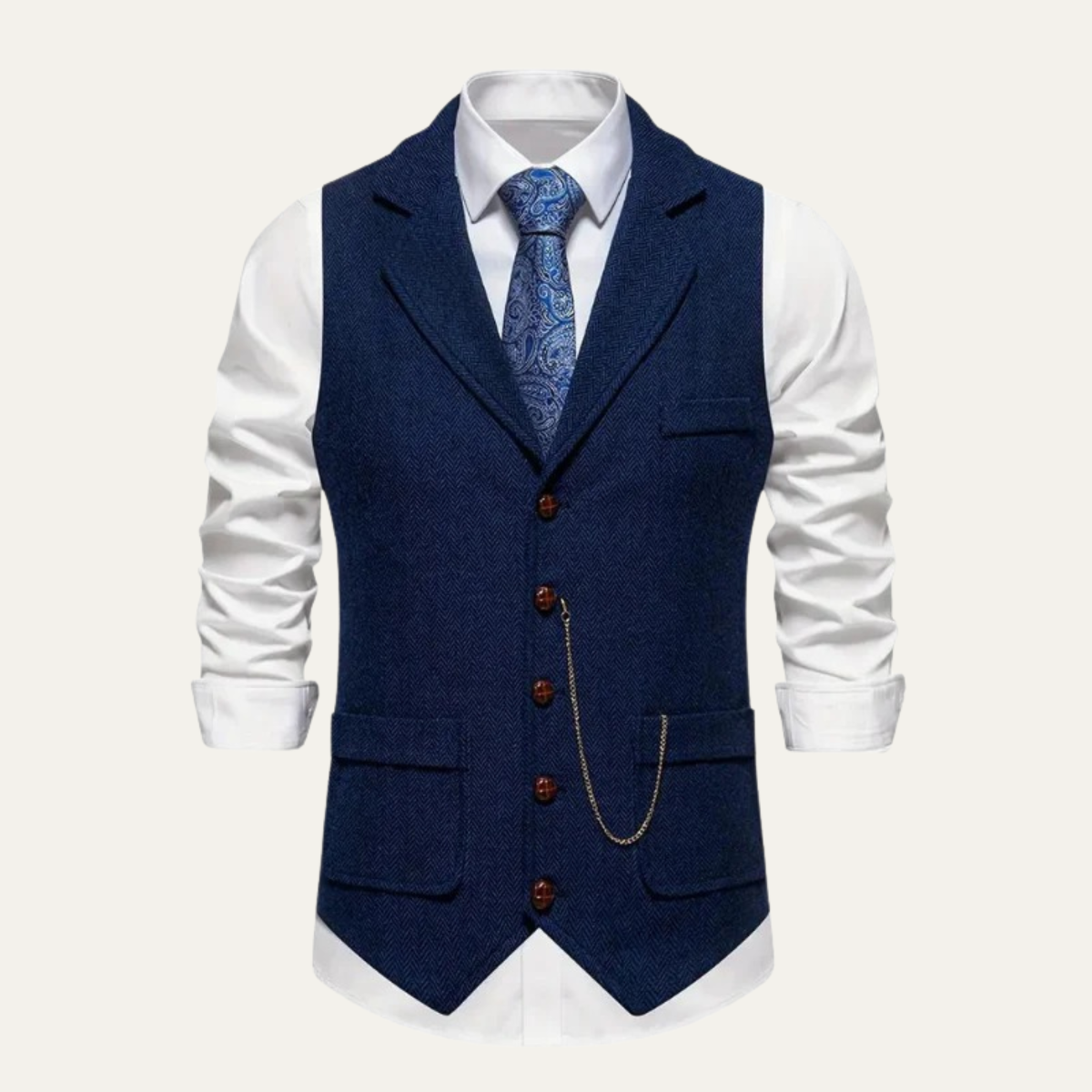 Helvano | Herren-Weste aus Tweed mit Fischgrätmuster