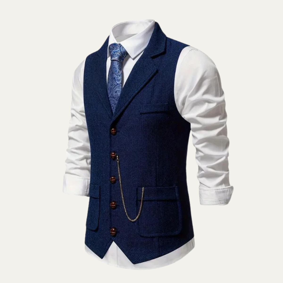 Helvano | Herren-Weste aus Tweed mit Fischgrätmuster