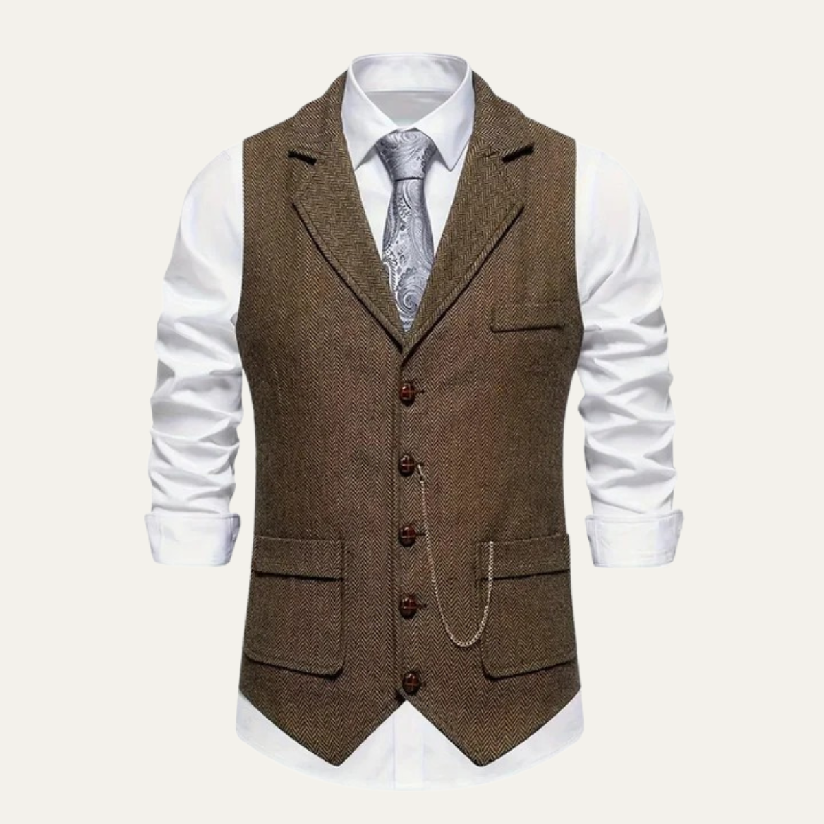 Helvano | Herren-Weste aus Tweed mit Fischgrätmuster