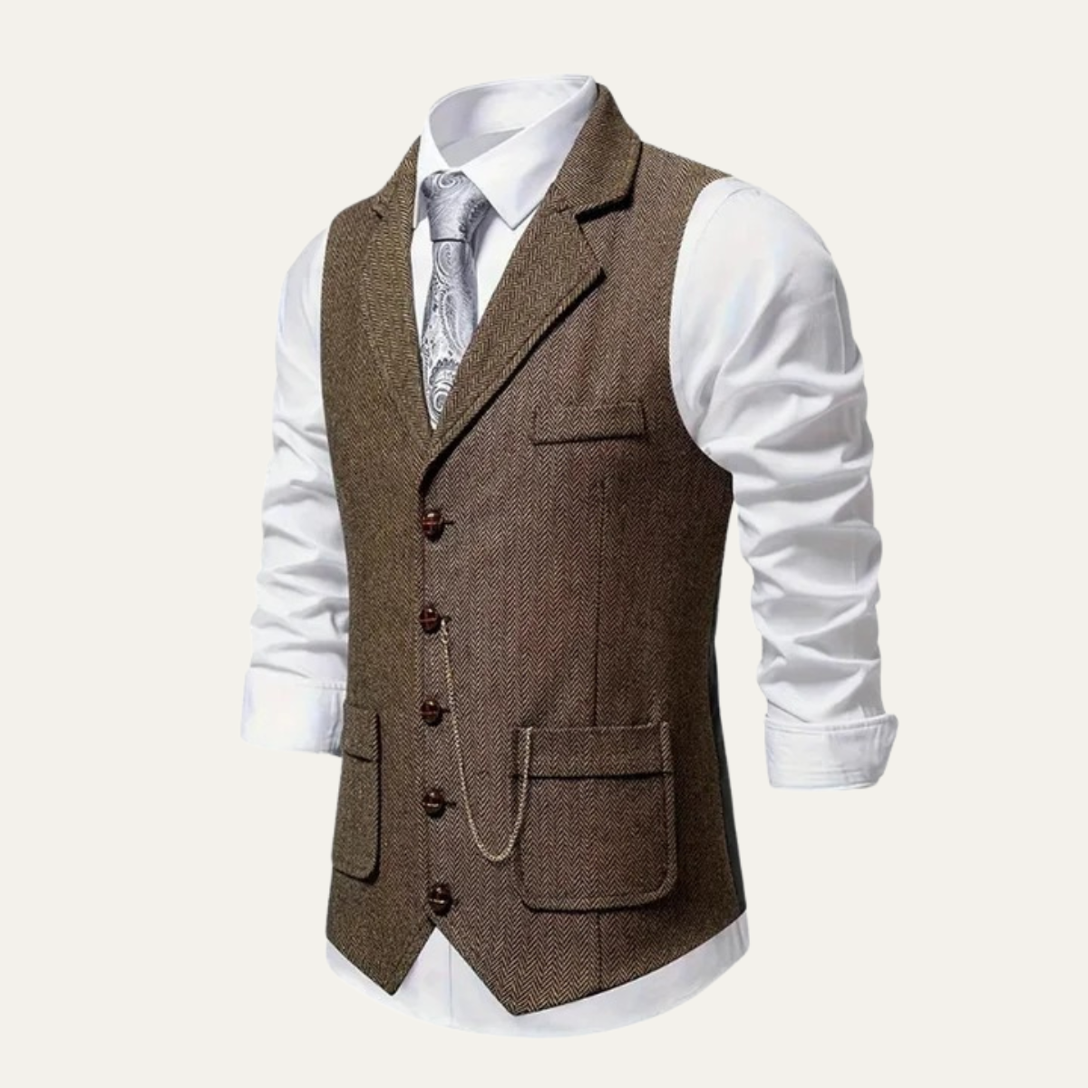Helvano | Herren-Weste aus Tweed mit Fischgrätmuster