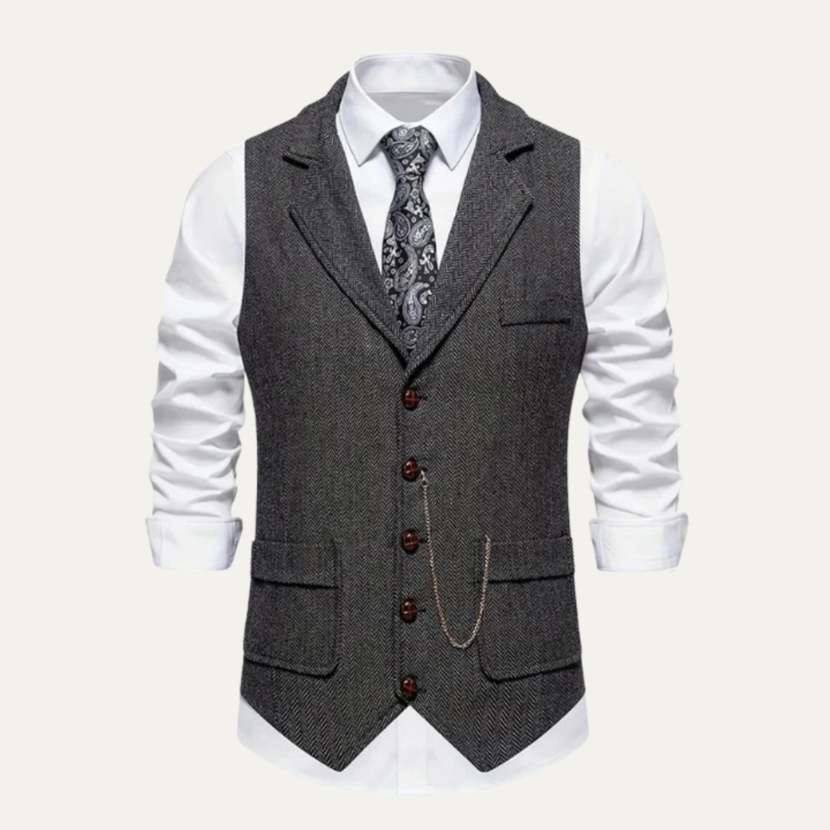 Helvano | Herren-Weste aus Tweed mit Fischgrätmuster