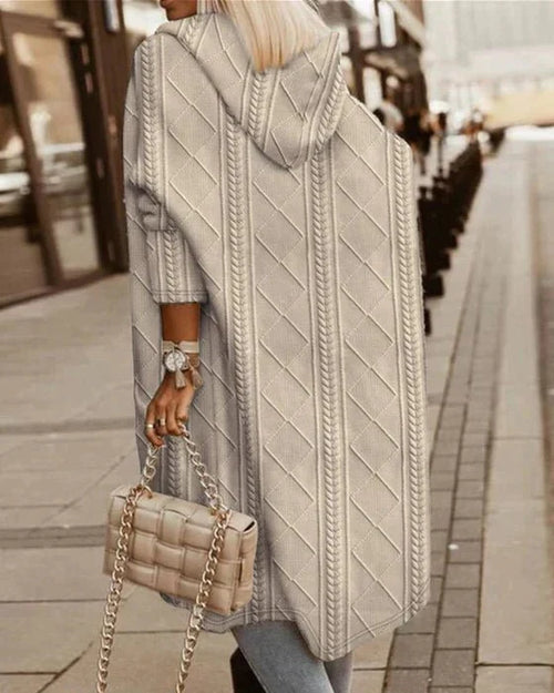 Helvano | Lange Damen-Strickjacke mit Kapuze