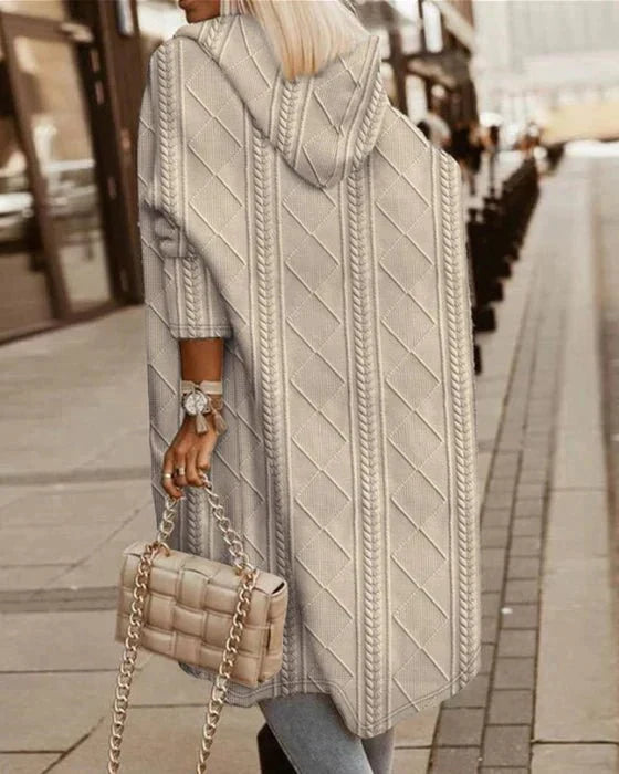 Helvano | Lange Damen-Strickjacke mit Kapuze