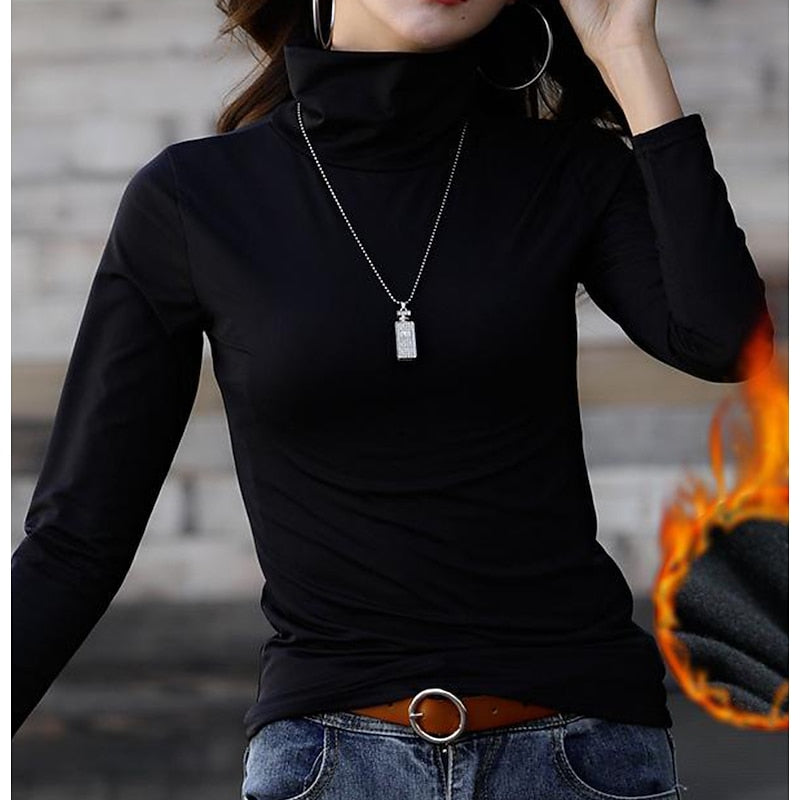 Helvano | Damen Rollkragenshirt mit Fleecefutter