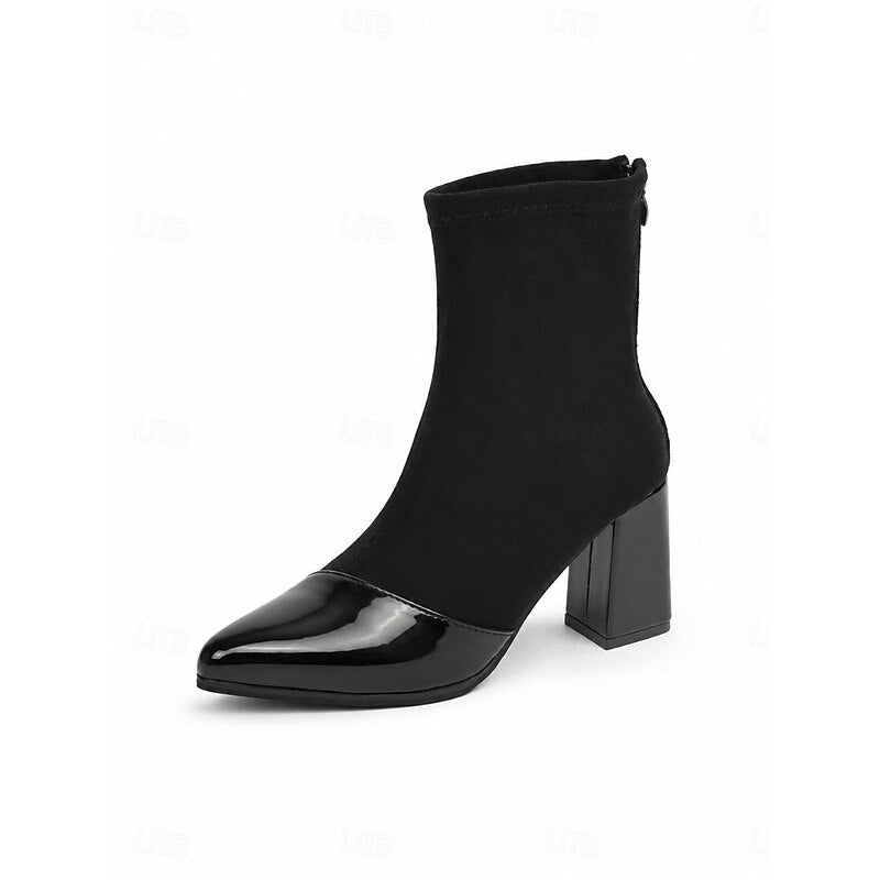 Helvano | Damen-Stiefeletten mit Zehenkappe und Blockabsatz
