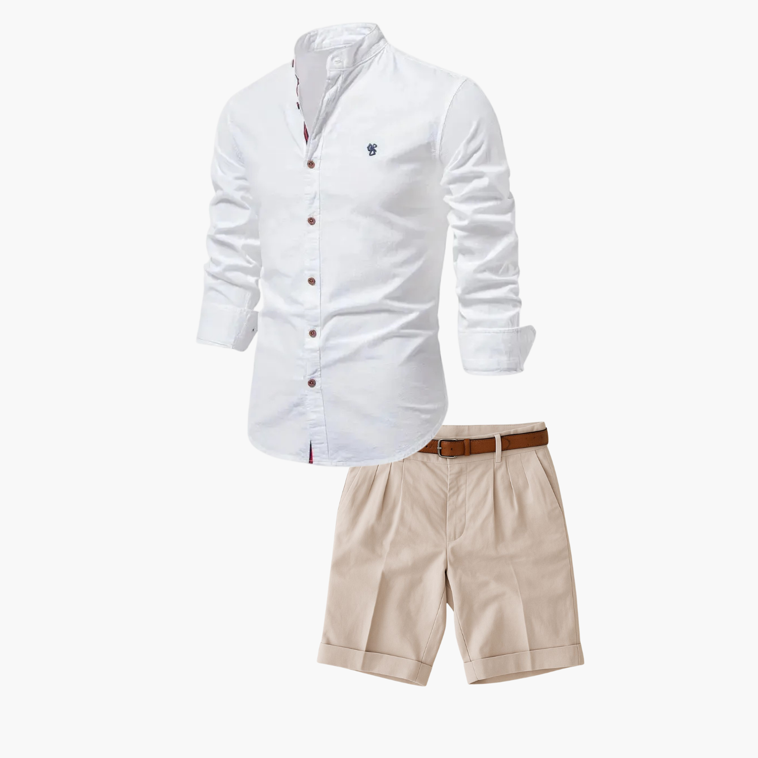 Helvano | Herren-Set mit Stehkragen-Hemd und Shorts