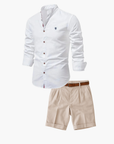 Helvano | Herren-Set mit Stehkragen-Hemd und Shorts