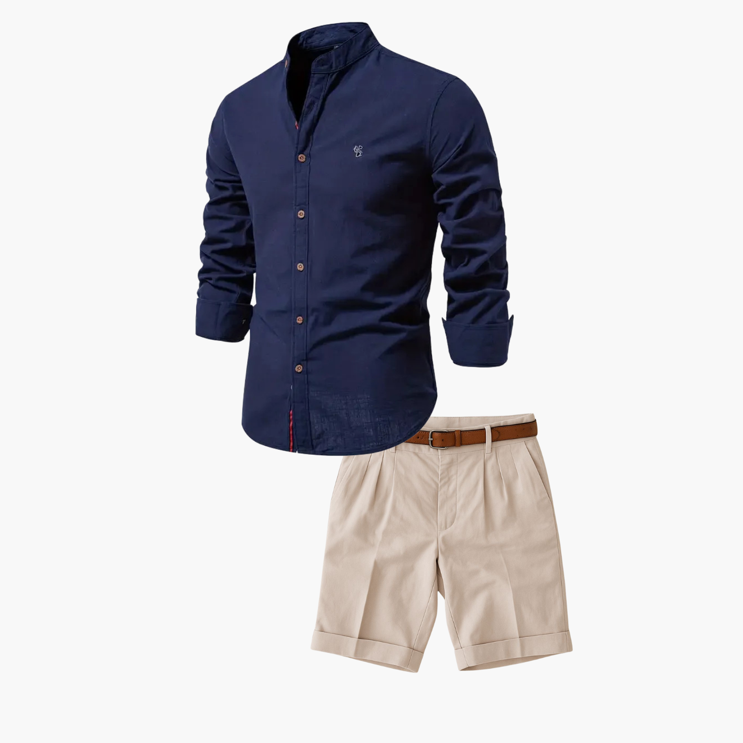 Helvano | Herren-Set mit Stehkragen-Hemd und Shorts