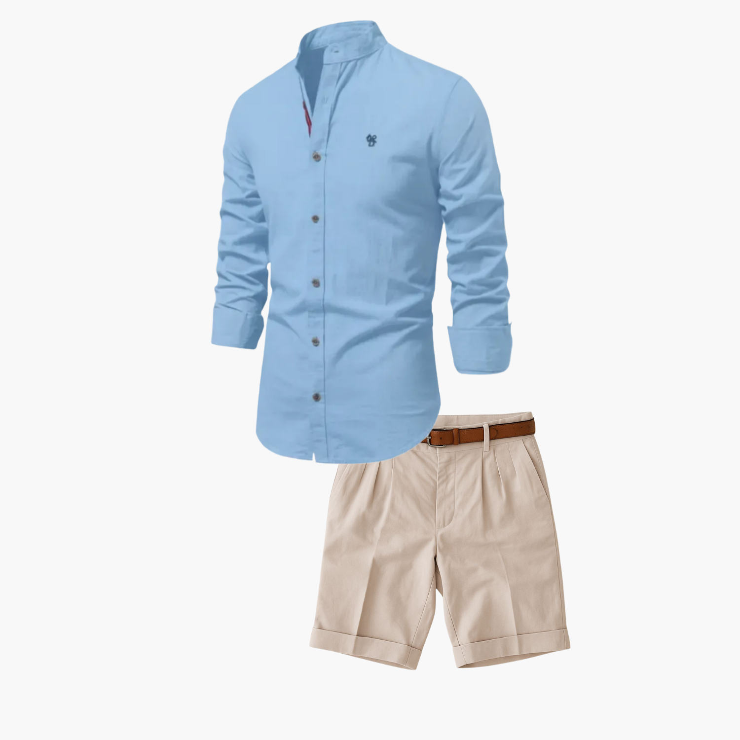 Helvano | Herren-Set mit Stehkragen-Hemd und Shorts