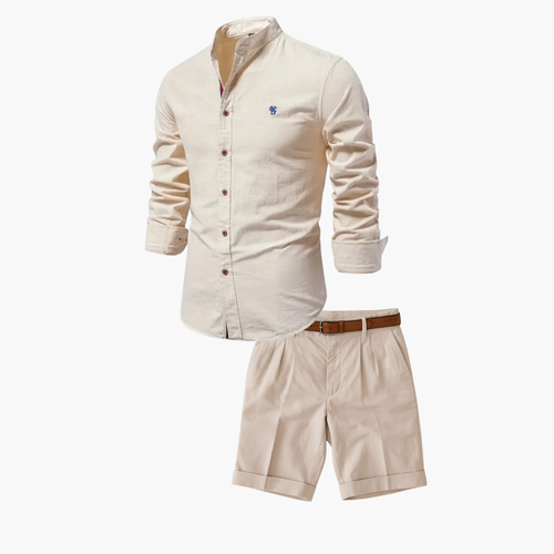 Helvano | Herren-Set mit Stehkragen-Hemd und Shorts