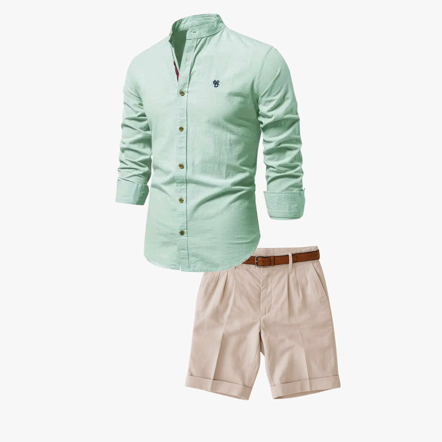Helvano | Herren-Set mit Stehkragen-Hemd und Shorts