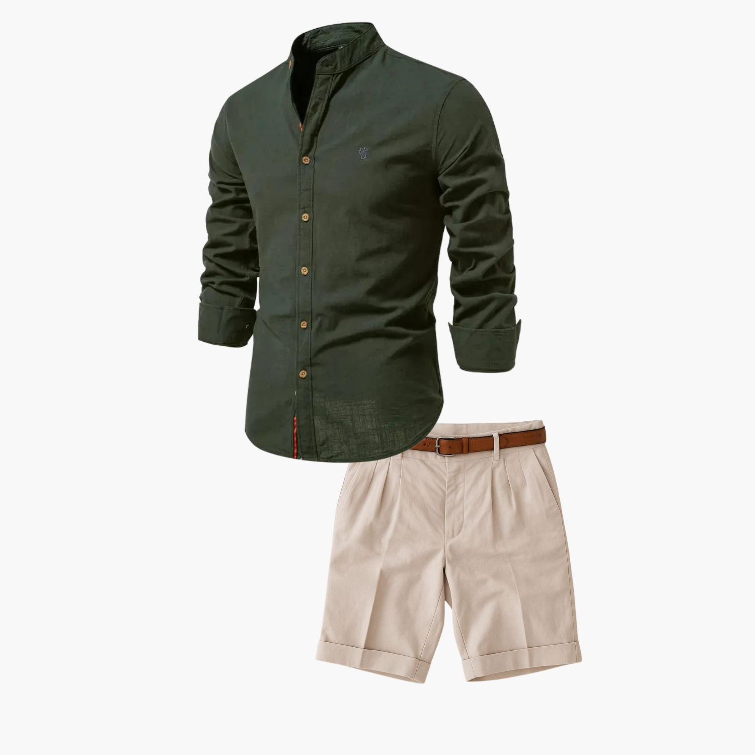 Helvano | Herren-Set mit Stehkragen-Hemd und Shorts