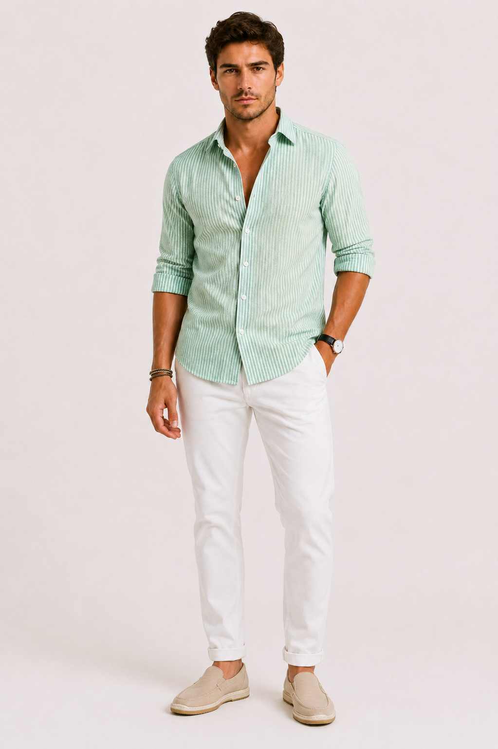 Helvano | Slim-Fit Herrenhemd mit Streifen und langem Arm