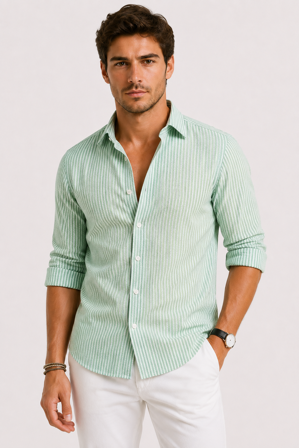 Helvano | Slim-Fit Herrenhemd mit Streifen und langem Arm