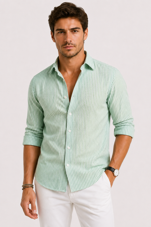 Helvano | Slim-Fit Herrenhemd mit Streifen und langem Arm