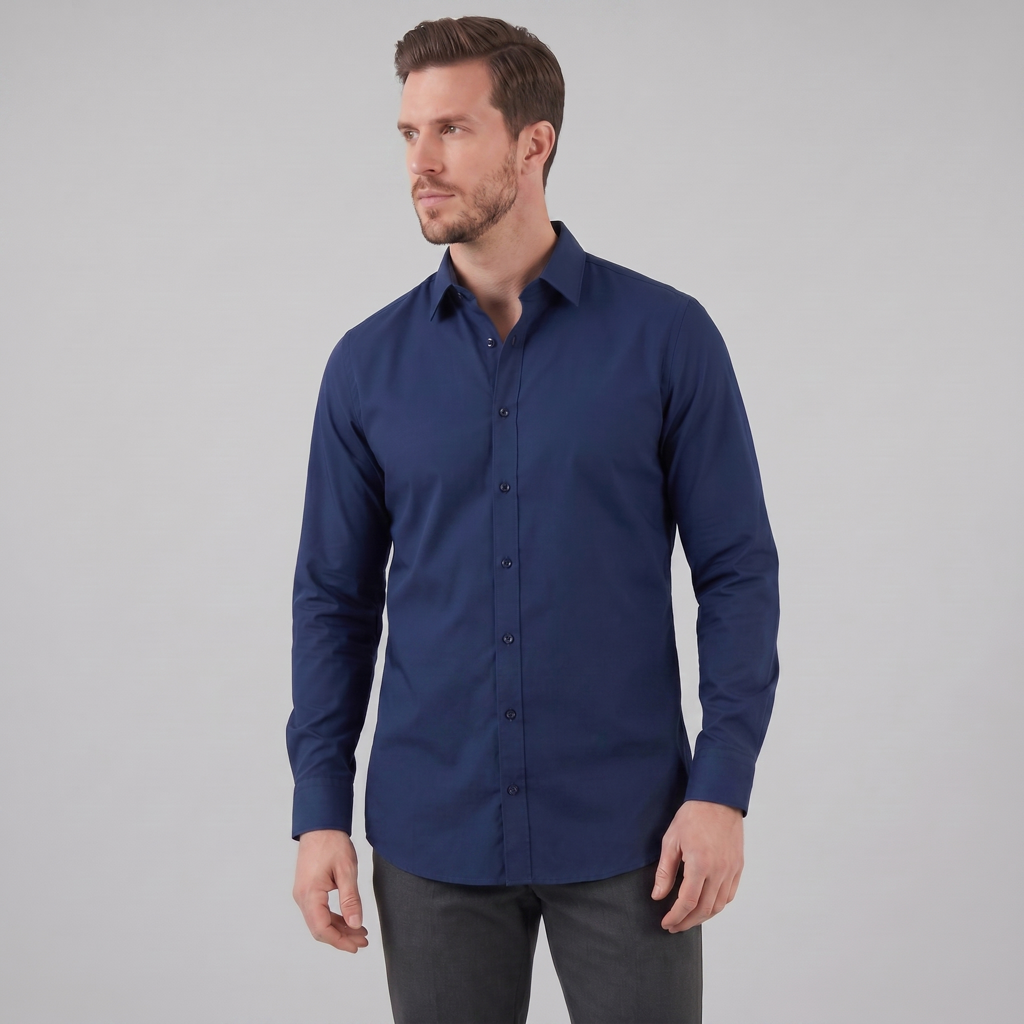 Helvano | Slim-Fit Herrenhemd mit langem Arm