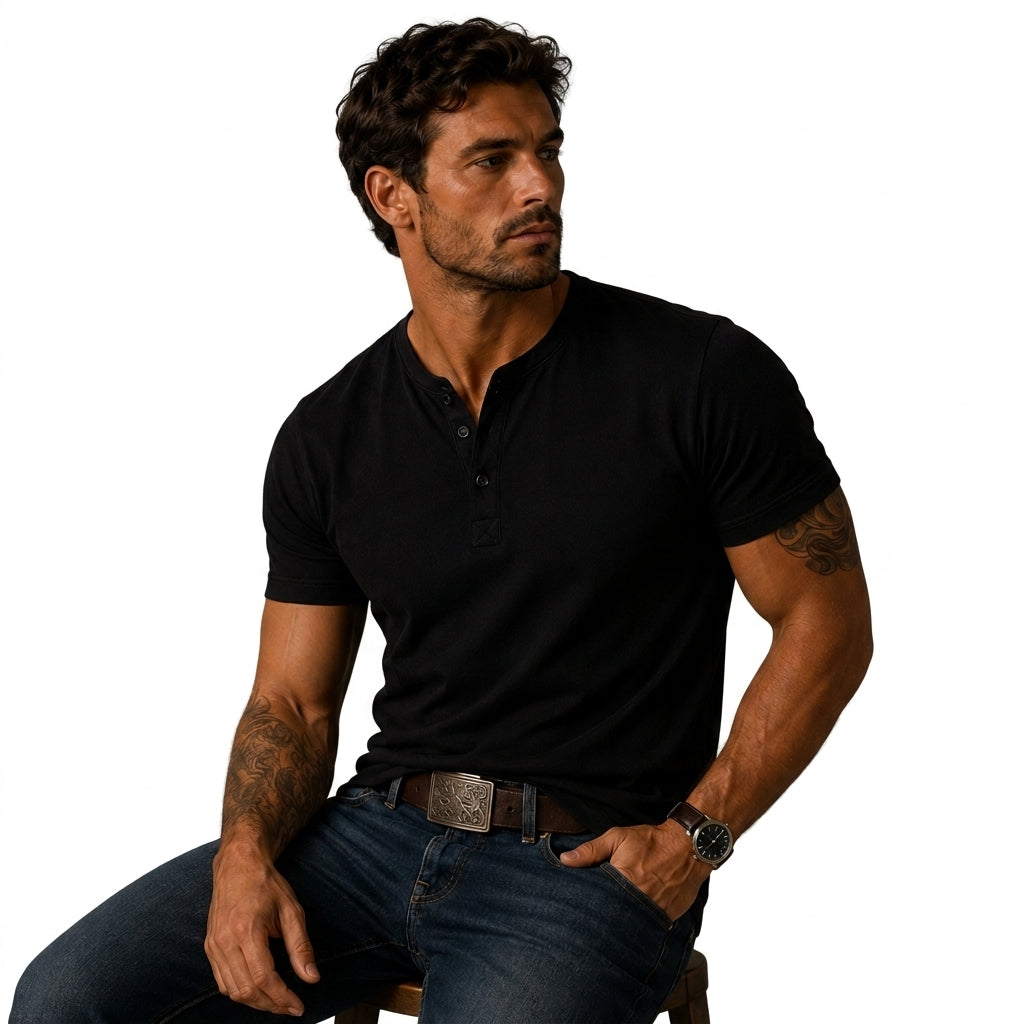 Helvano | T-Shirt mit Knopfleiste für Herren