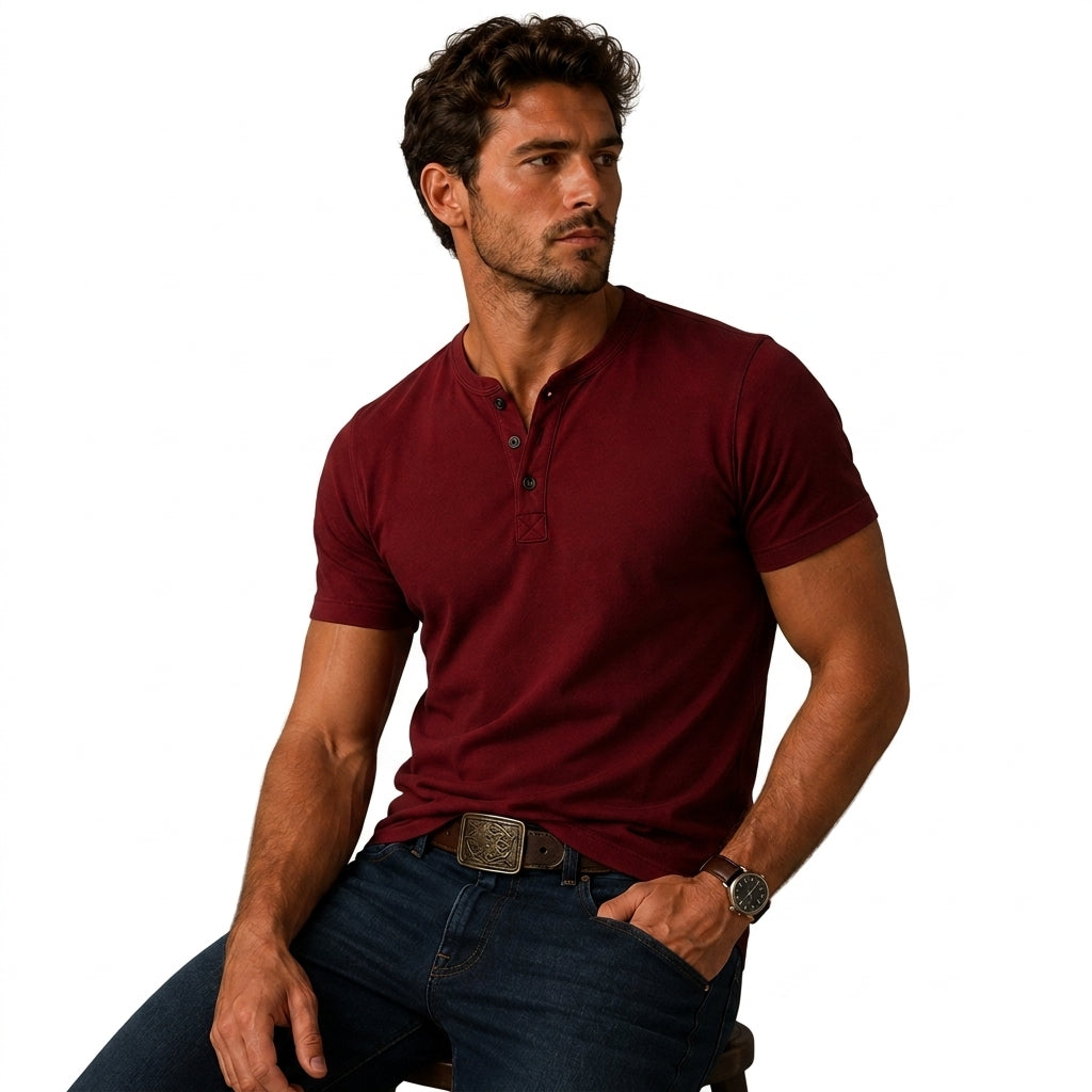 Helvano | T-Shirt mit Knopfleiste für Herren