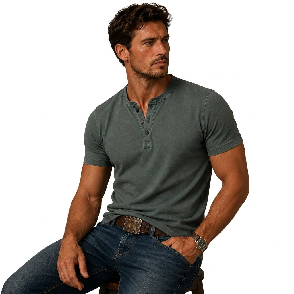 Helvano | T-Shirt mit Knopfleiste für Herren