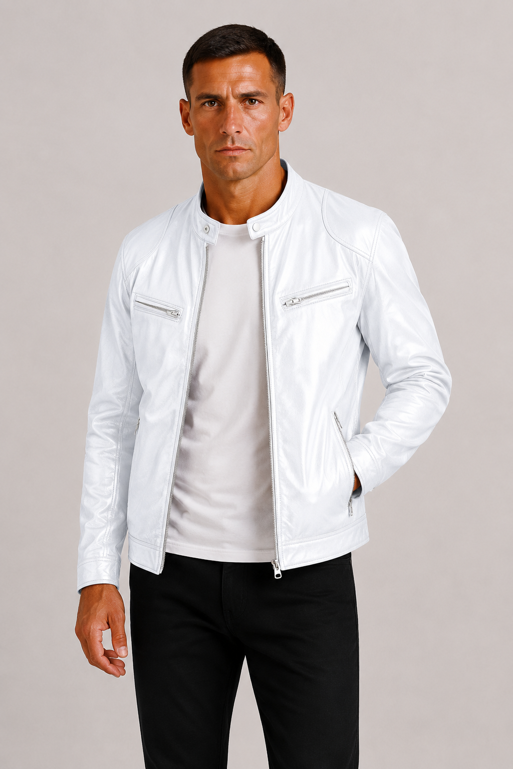 Helvano | Herren Bikerjacke aus Kunstleder mit Reissverschluss