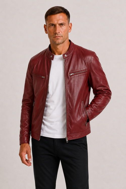 Helvano | Herren Bikerjacke aus Kunstleder mit Reissverschluss
