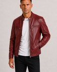 Helvano | Herren Bikerjacke aus Kunstleder mit Reissverschluss