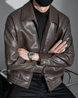 Helvano | Herren Kunstleder-Jacke mit Zip in Schwarz