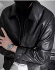 Helvano | Herren Kunstleder-Jacke mit Zip in Schwarz