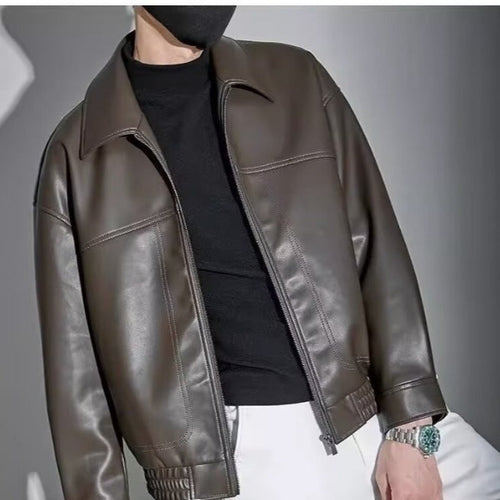 Helvano | Herren Kunstleder-Jacke mit Zip in Schwarz