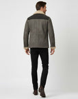 Helvano | Wildleder-Herrenjacke mit Lammfell und Kragen
