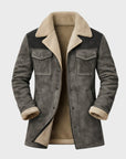 Helvano | Wildleder-Herrenjacke mit Lammfell und Kragen