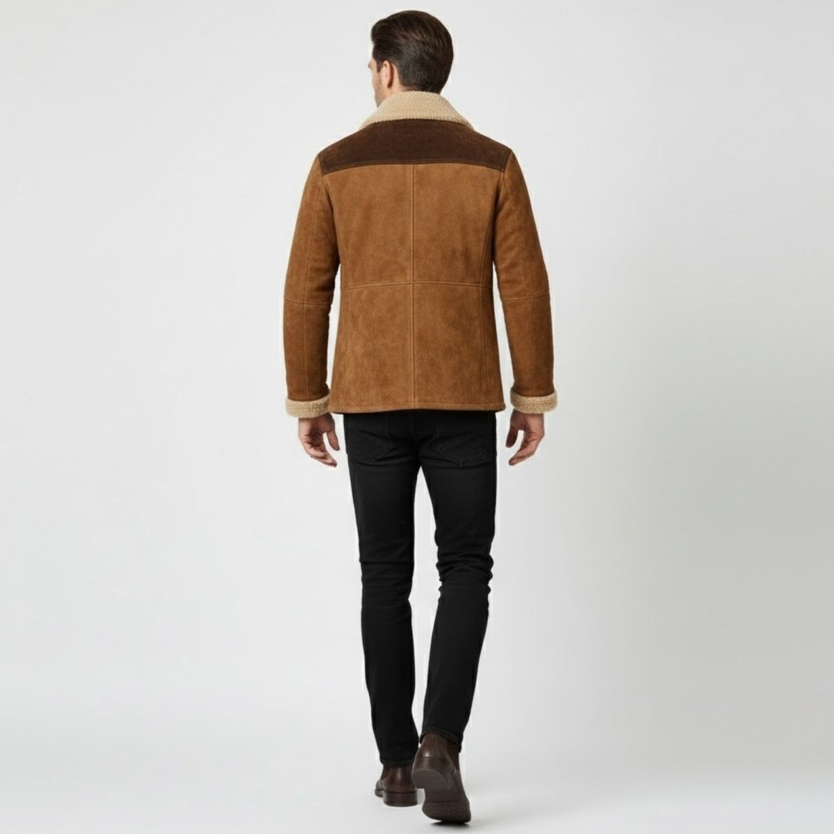 Helvano | Wildleder-Herrenjacke mit Lammfell und Kragen