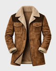 Helvano | Wildleder-Herrenjacke mit Lammfell und Kragen