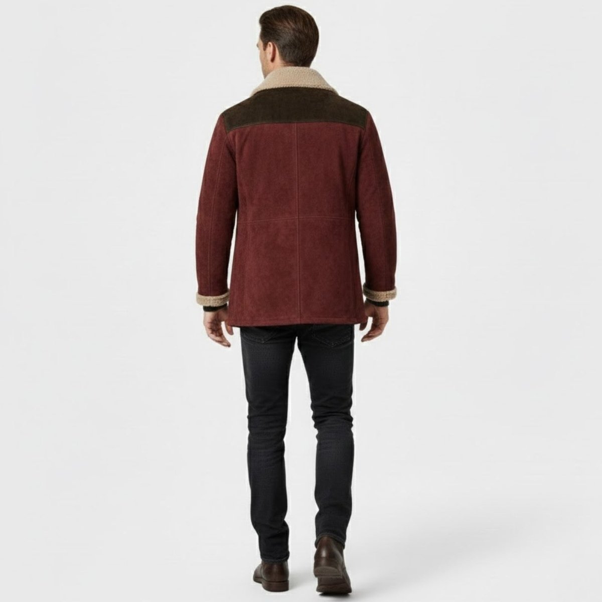 Helvano | Wildleder-Herrenjacke mit Lammfell und Kragen