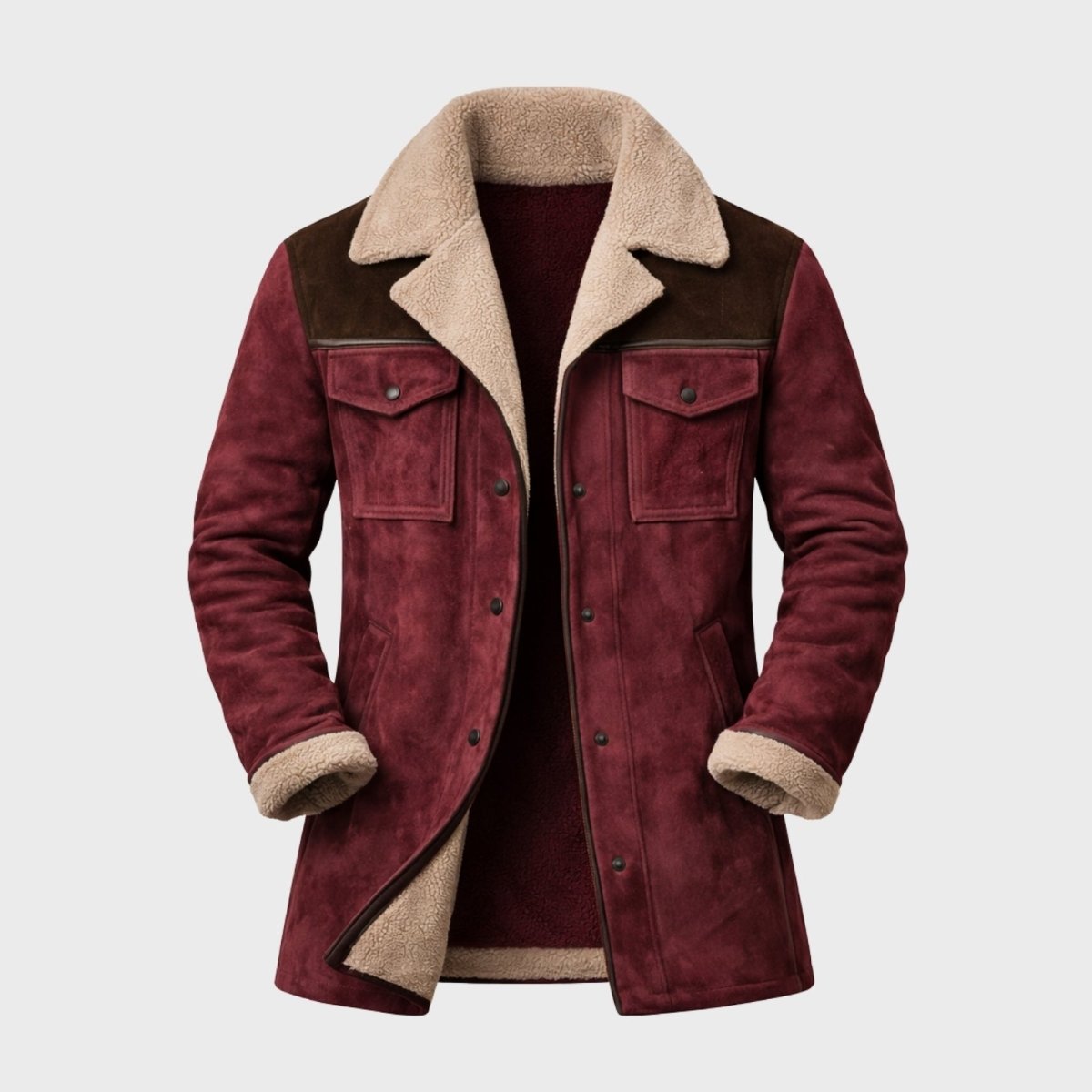 Helvano | Wildleder-Herrenjacke mit Lammfell und Kragen