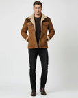 Helvano | Wildleder-Herrenjacke mit Lammfell und Kragen