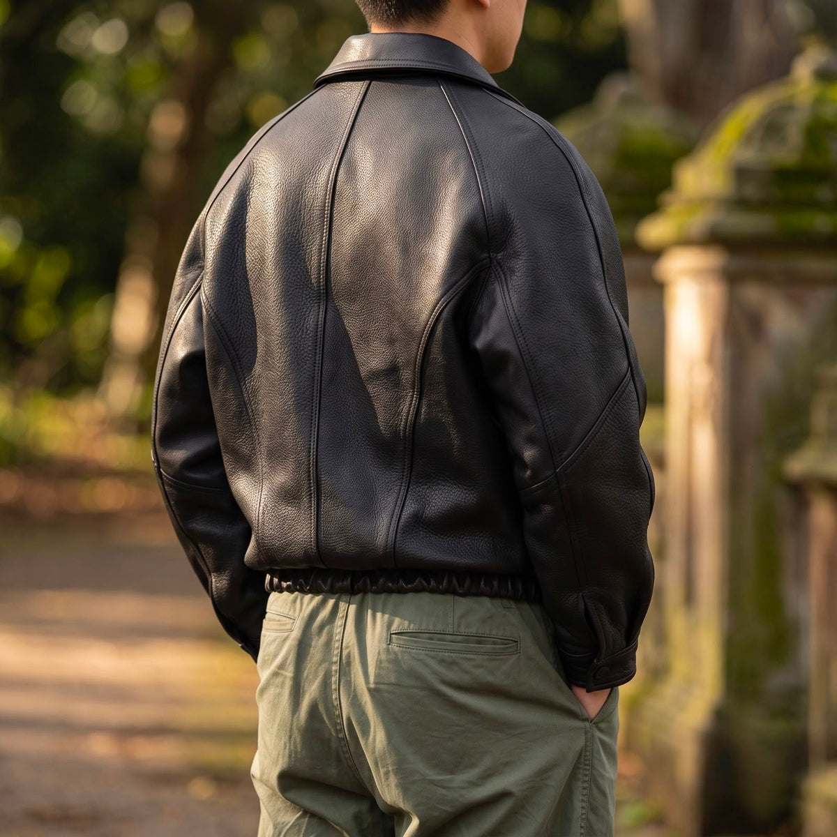 Helvano | Herren Lederjacke mit Kragen und Reissverschluss