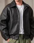 Helvano | Herren Lederjacke mit Kragen und Reissverschluss