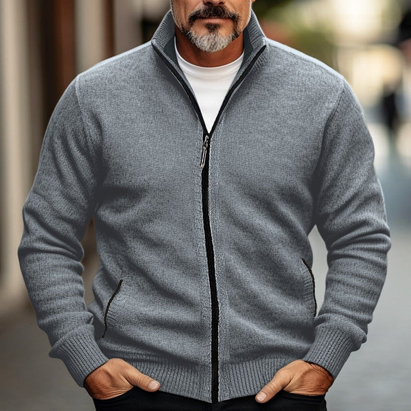 Helvano | Strickjacke mit Stehkragen &amp; Reissverschluss für Herren